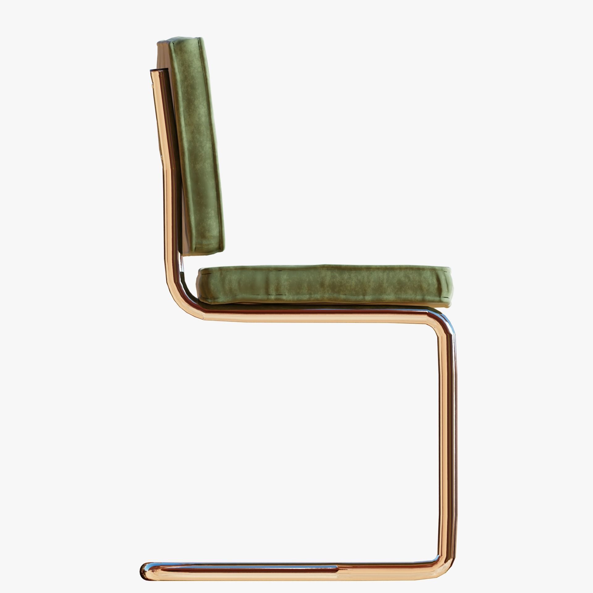 Aesthetic Green Velvet Interior Chair with Metal Frame 3D model_11