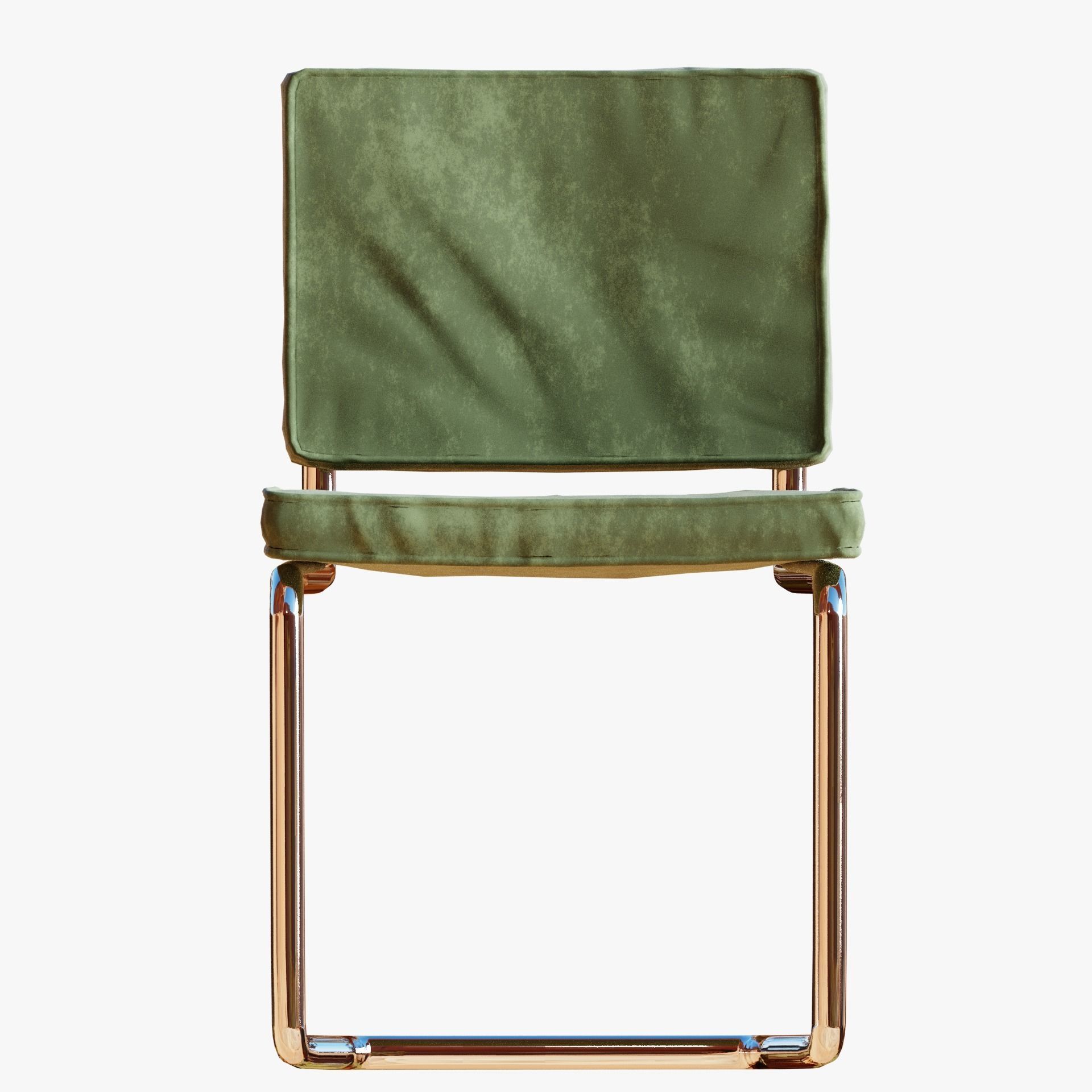 Aesthetic Green Velvet Interior Chair with Metal Frame 3D model_9