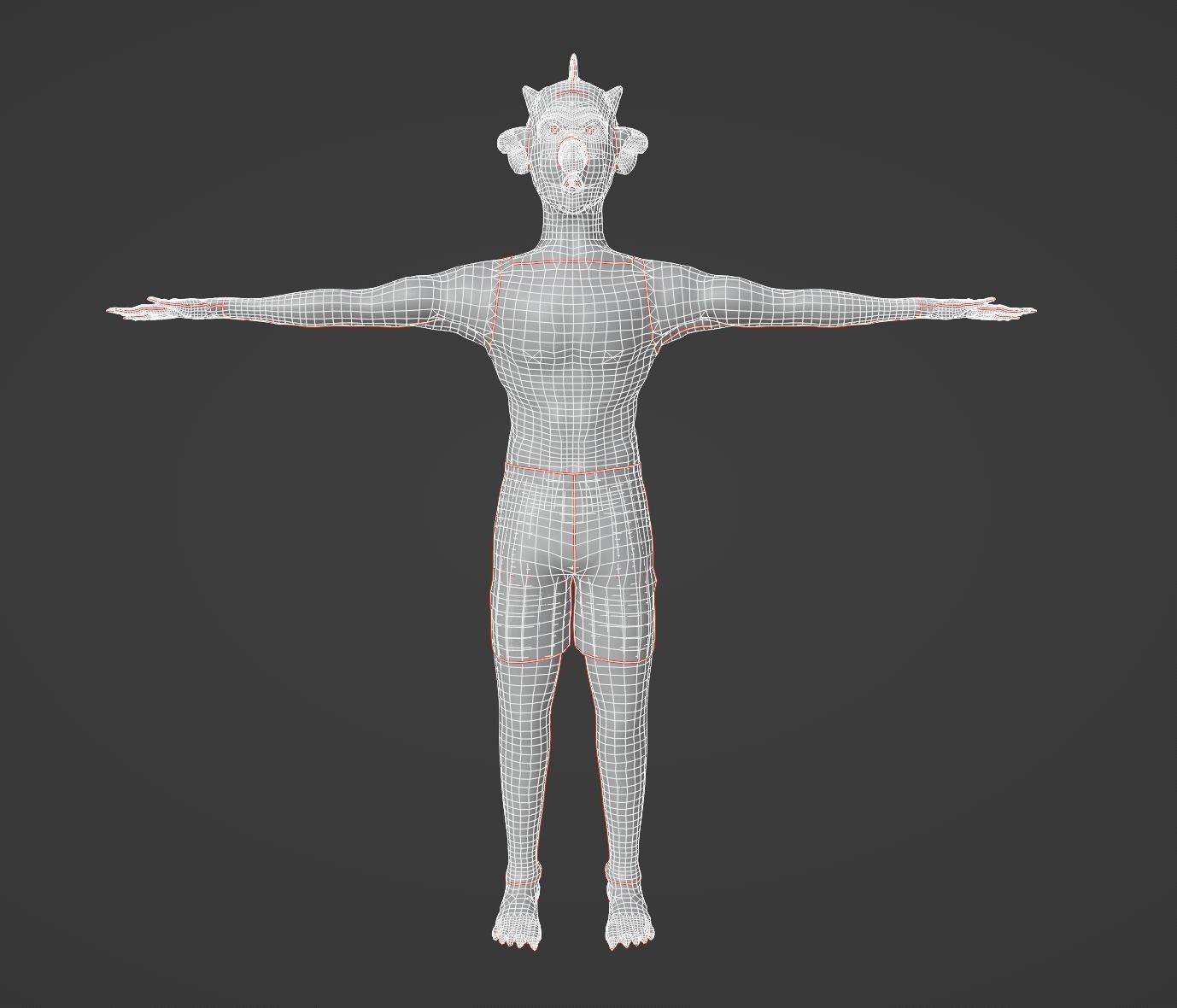 Pigman avatar character Low-poly 3D model_13