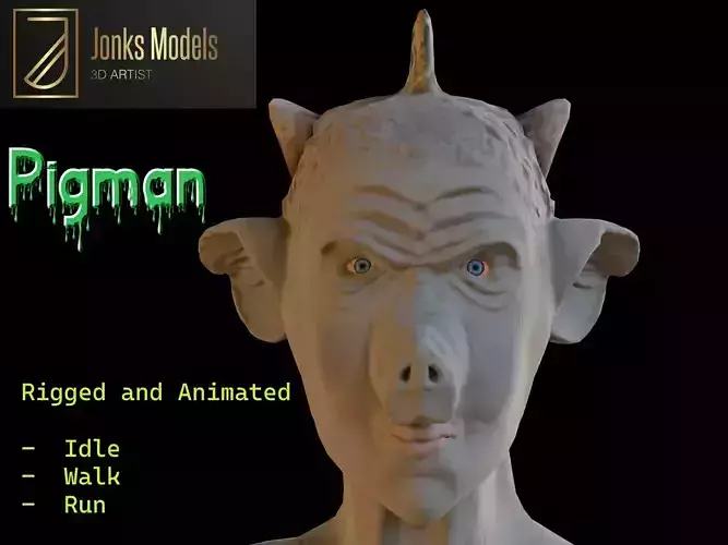 Pigman avatar character Low-poly 3D model