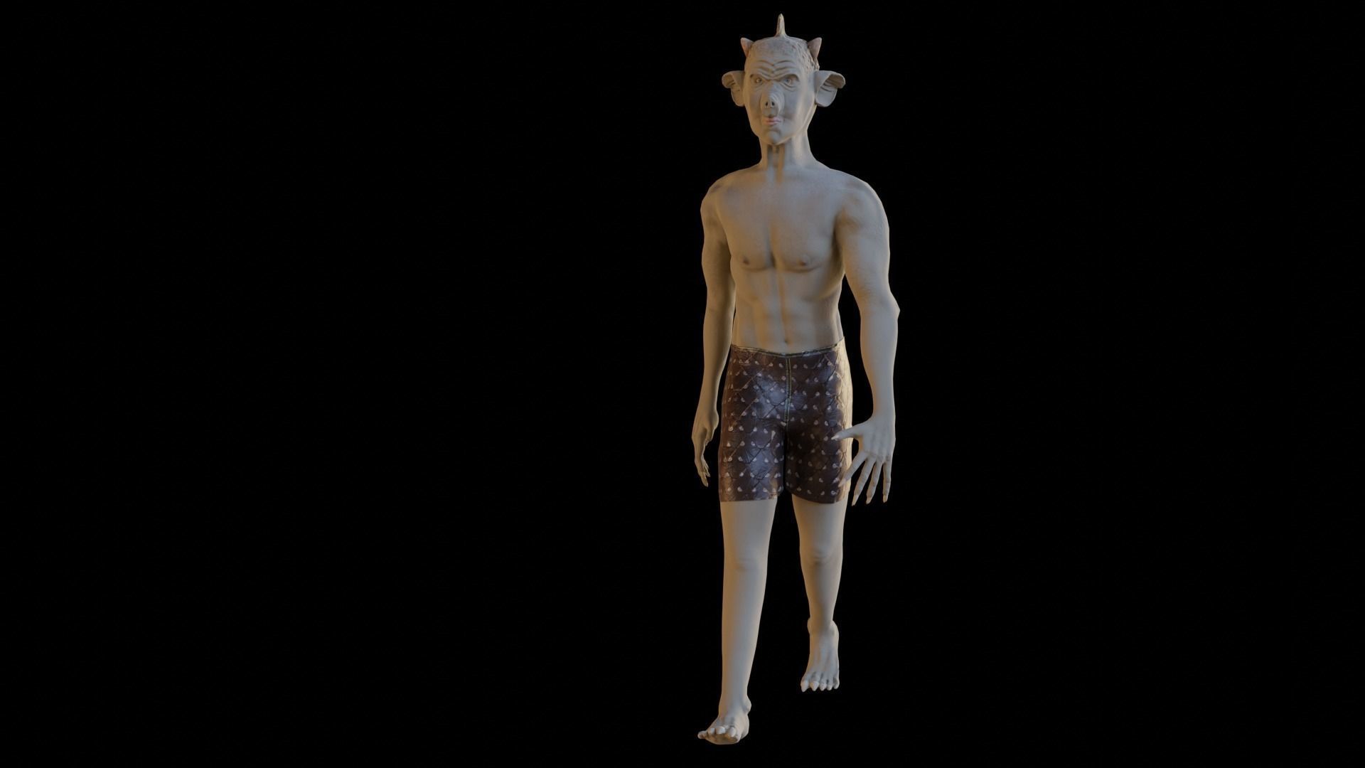 Pigman avatar character Low-poly 3D model_5