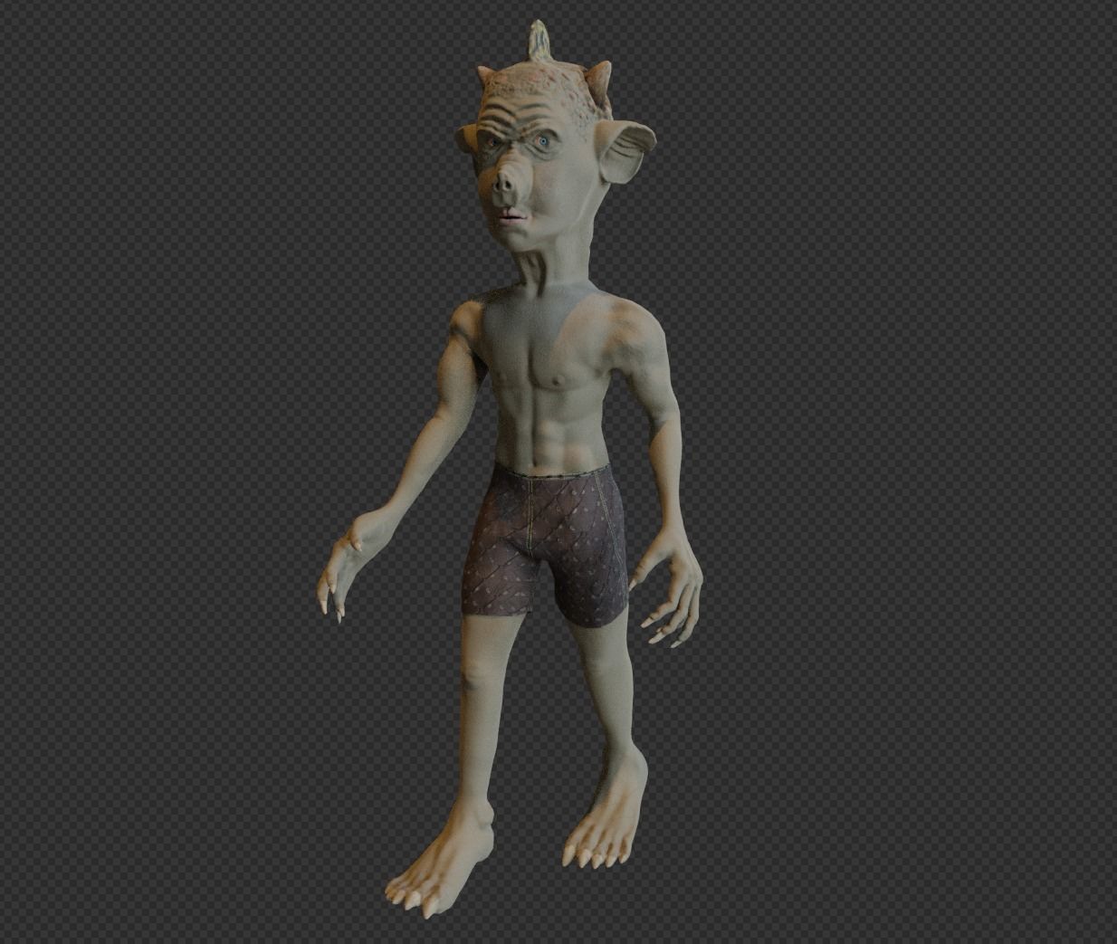 Pigman avatar character Low-poly 3D model_9