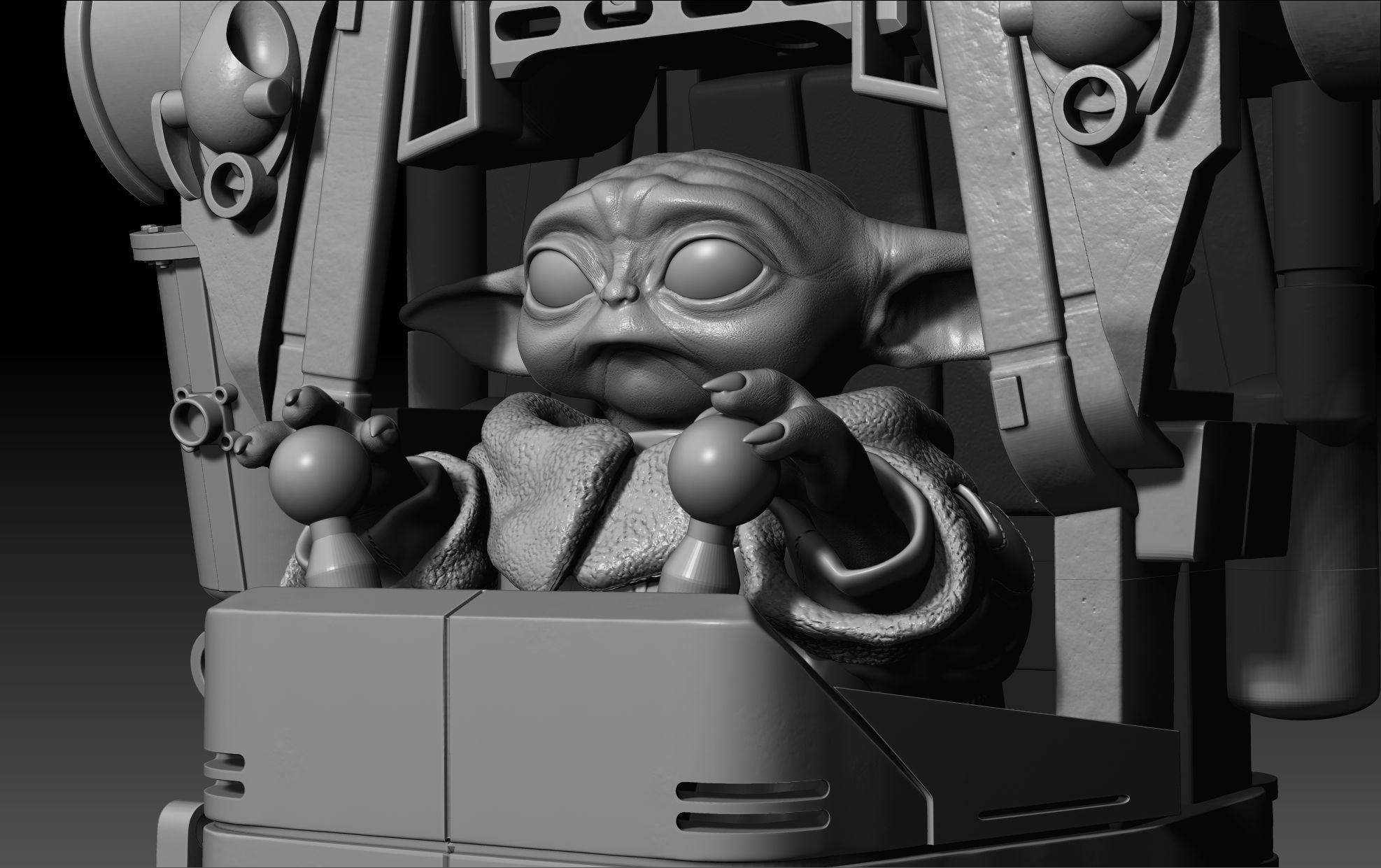 IG-12 Grogu Vehicle Bust Baby Yoda Mandalorian 3D print model_3