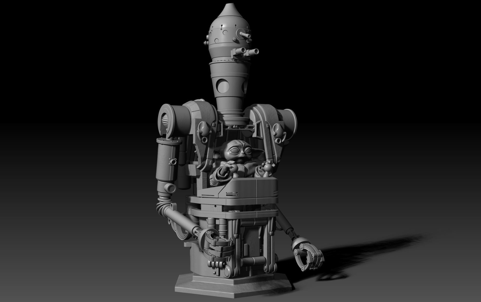 IG-12 Grogu Vehicle Bust Baby Yoda Mandalorian 3D print model_6