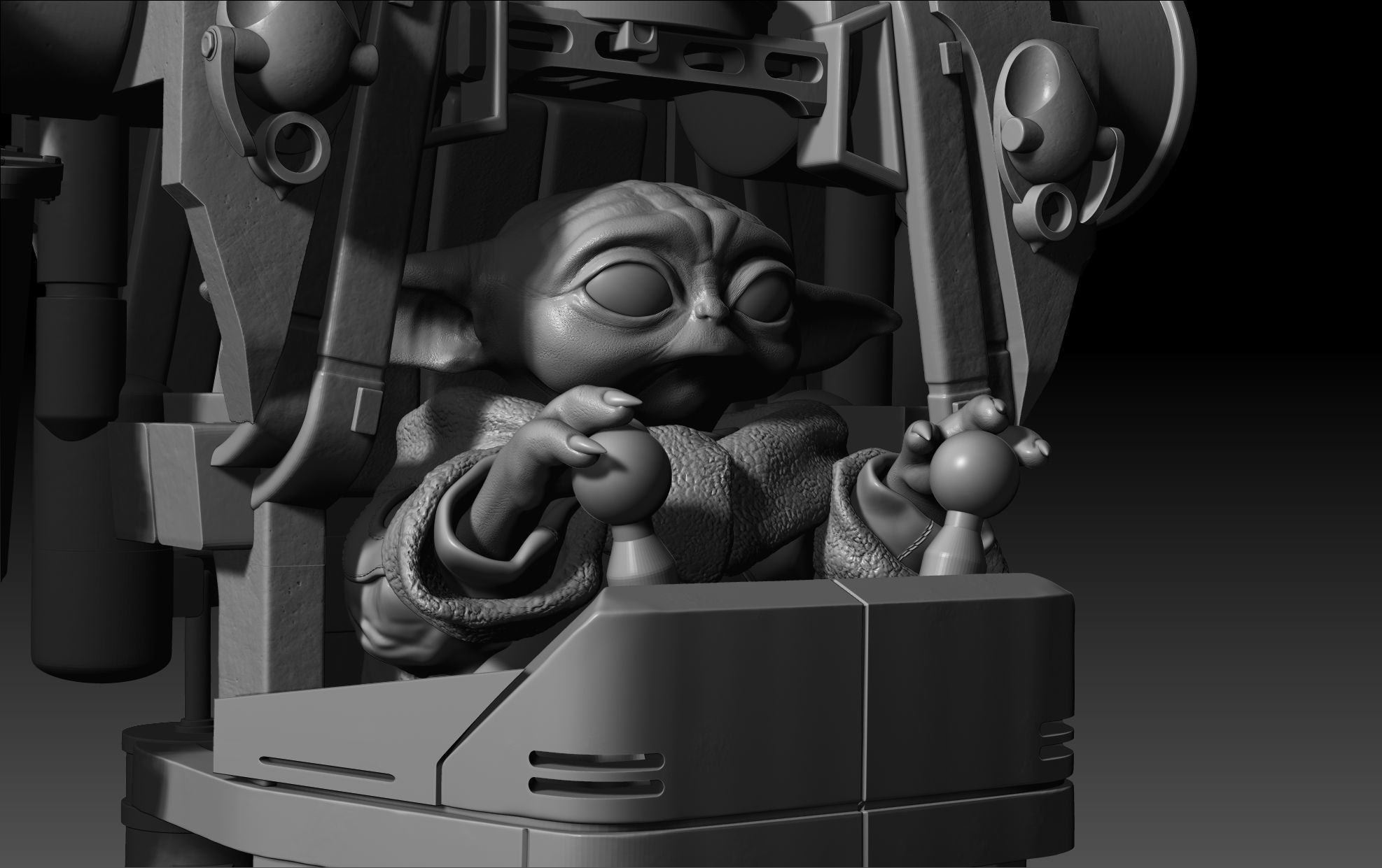 IG-12 Grogu Vehicle Bust Baby Yoda Mandalorian 3D print model_8