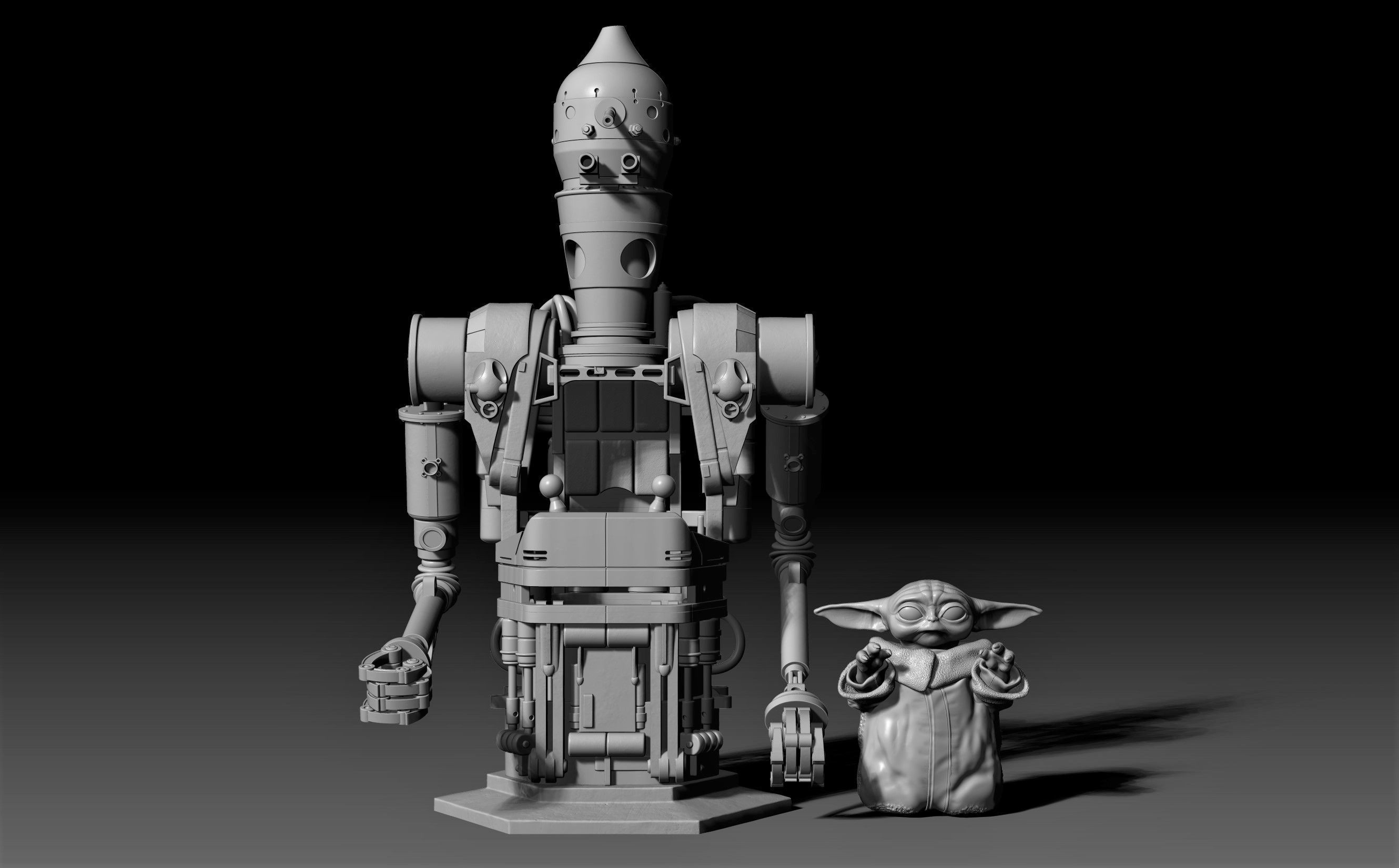IG-12 Grogu Vehicle Bust Baby Yoda Mandalorian 3D print model_2