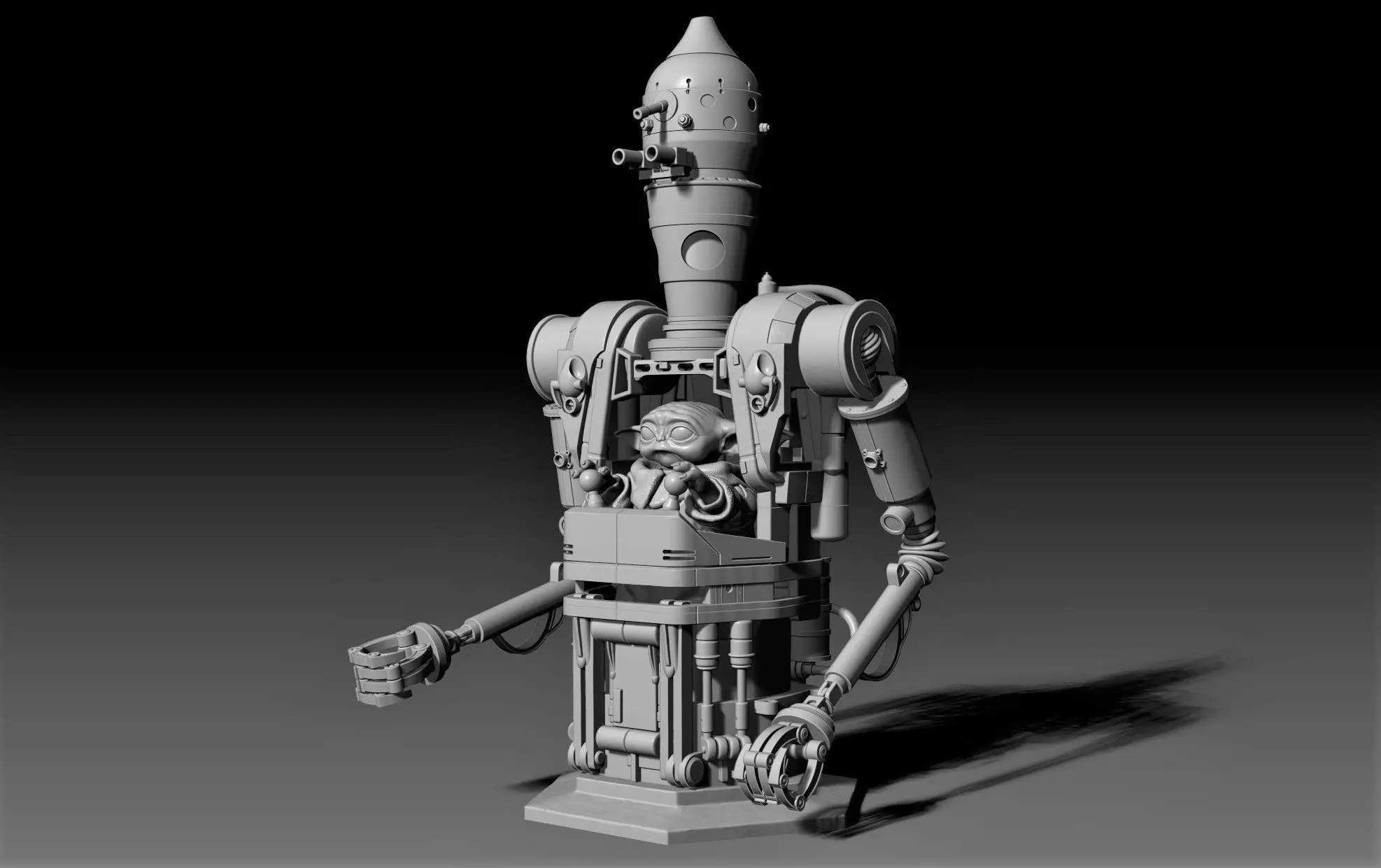 IG-12 Grogu Vehicle Bust Baby Yoda Mandalorian 3D print model_0