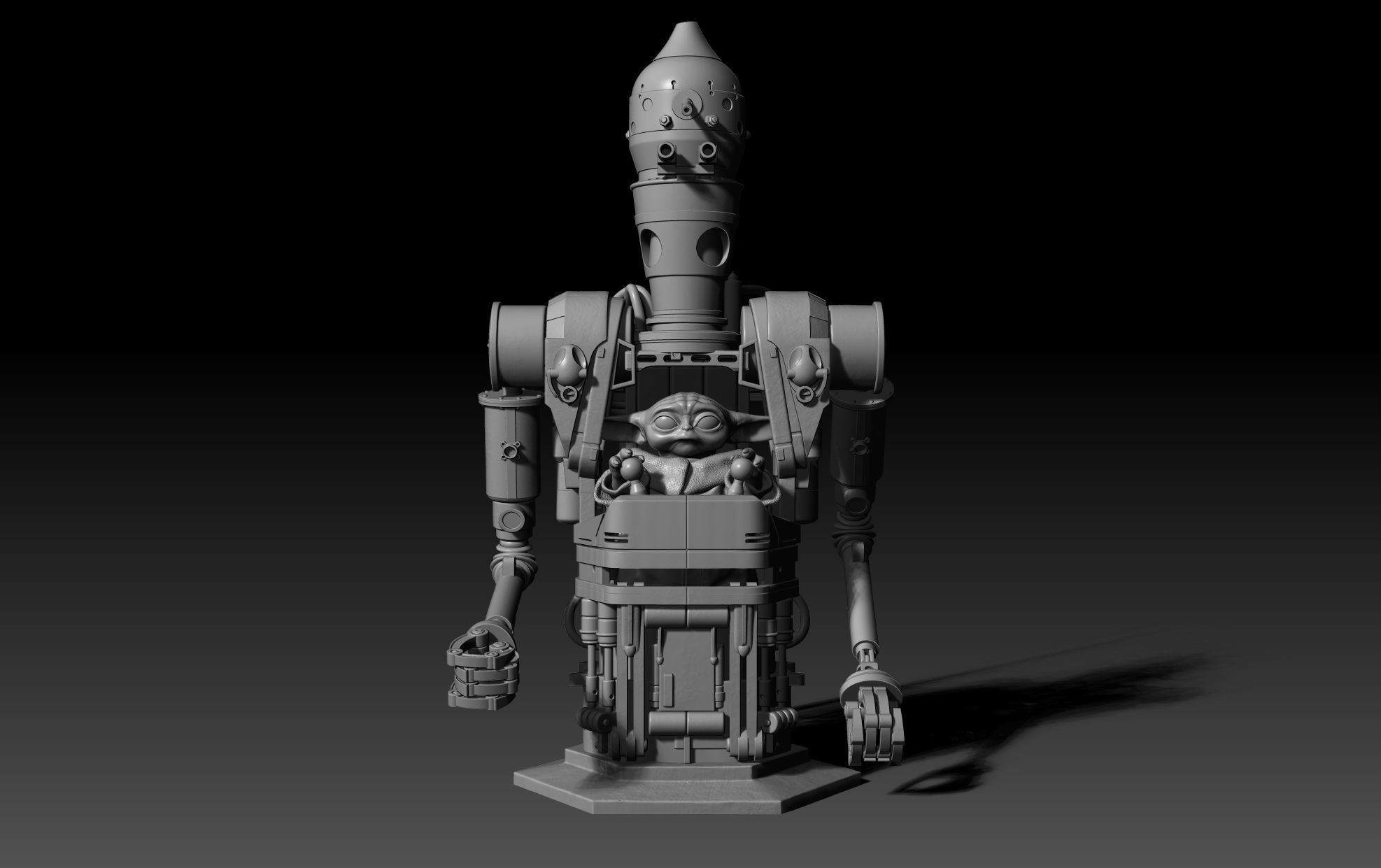 IG-12 Grogu Vehicle Bust Baby Yoda Mandalorian 3D print model_4