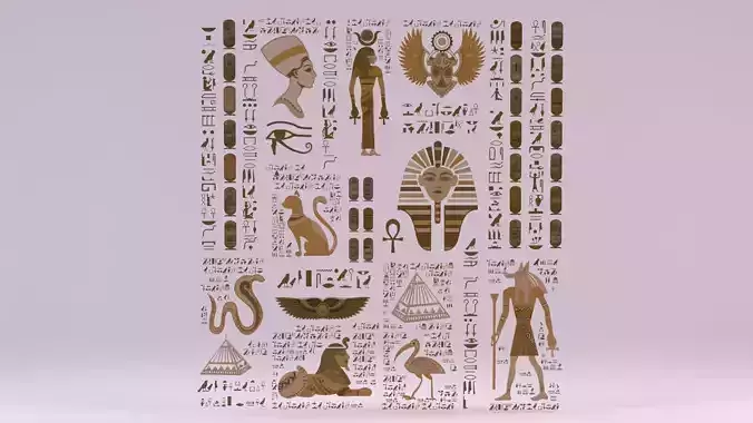 Egyptian Symbols - 044 Low-poly 3D model