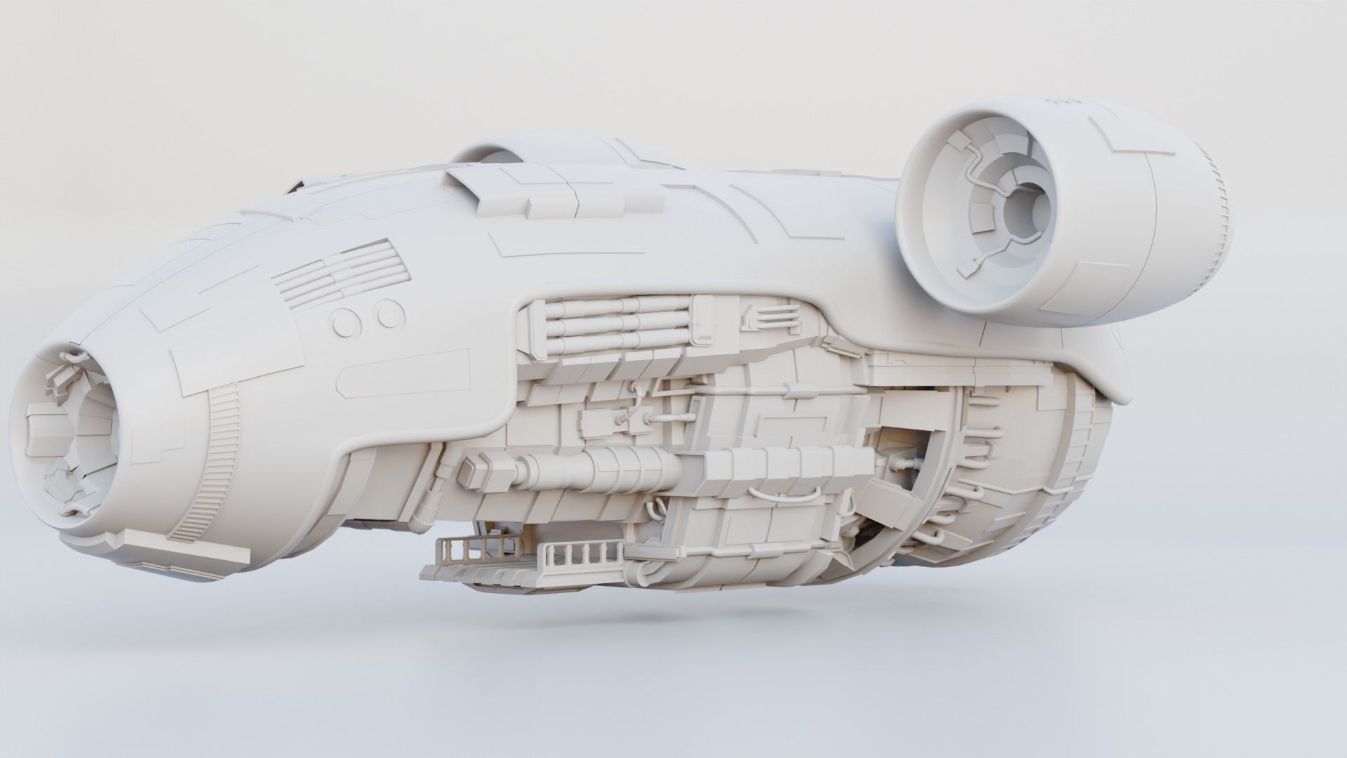 Realistic Spaceship transporter low-poly Low-poly 3D model_5