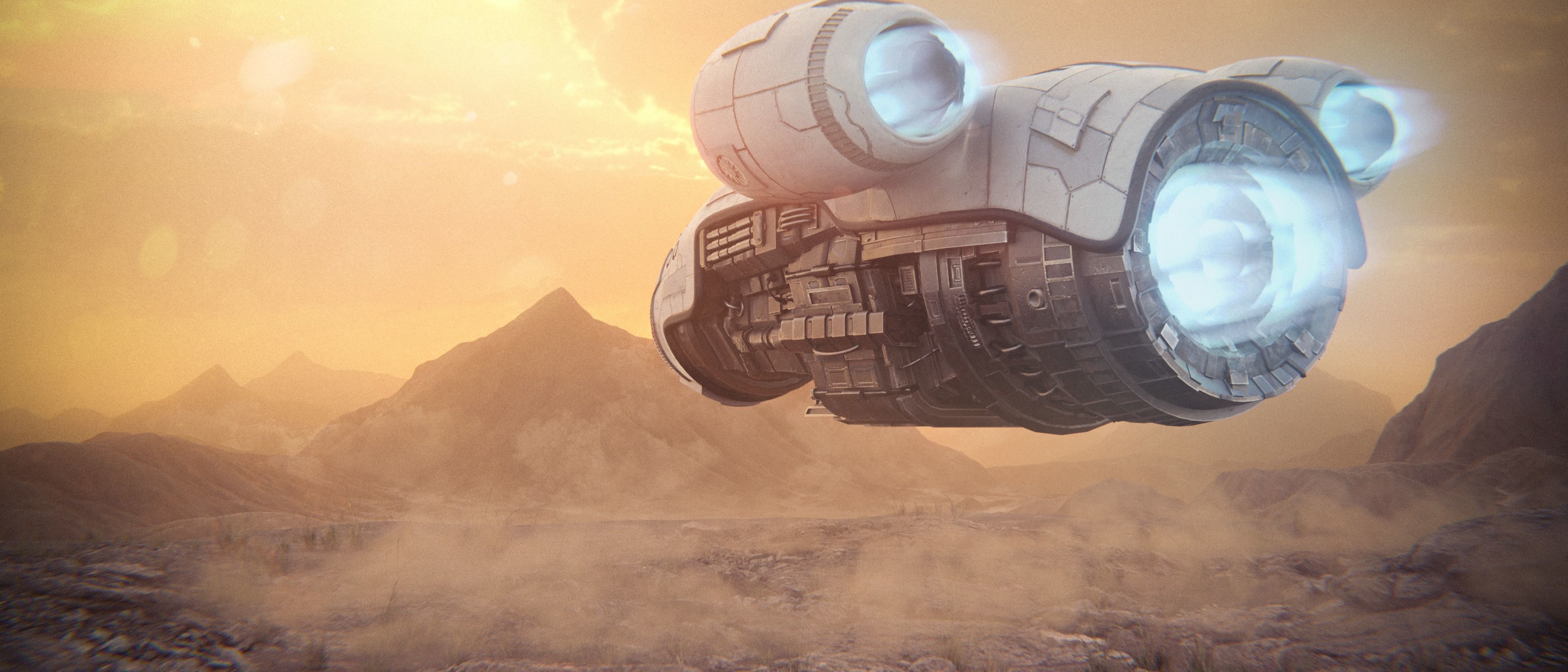 Realistic Spaceship transporter low-poly Low-poly 3D model_6