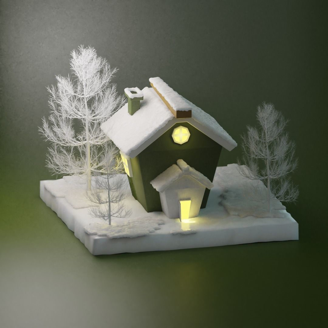 Winter House low poly model Low-poly 3D model_3