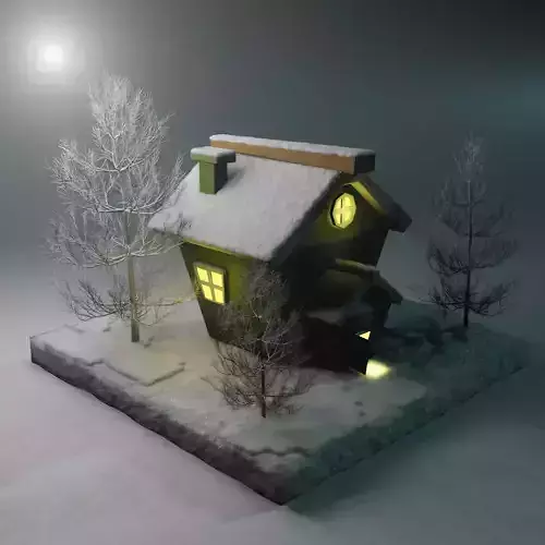 Winter House low poly model