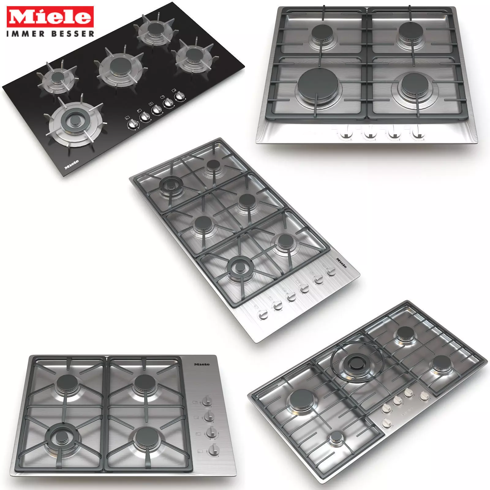 Miele 5 p gas cooktop with four burners 3D model