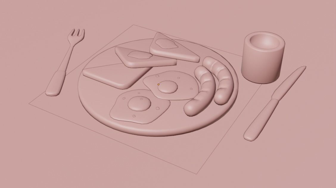 Breakfast  Low-poly 3D model_8
