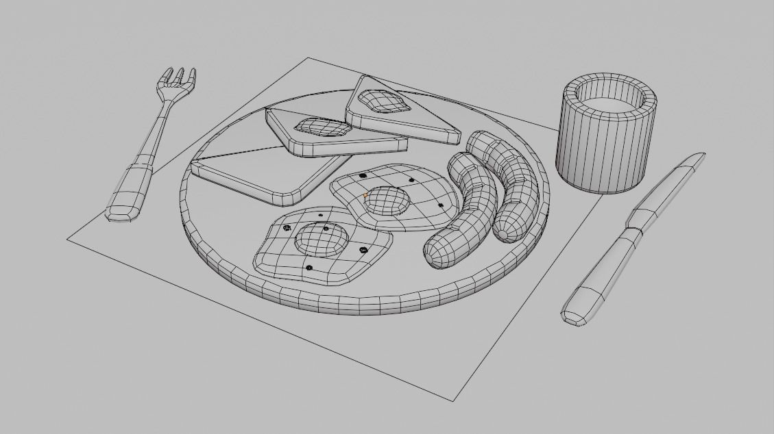 Breakfast  Low-poly 3D model_11