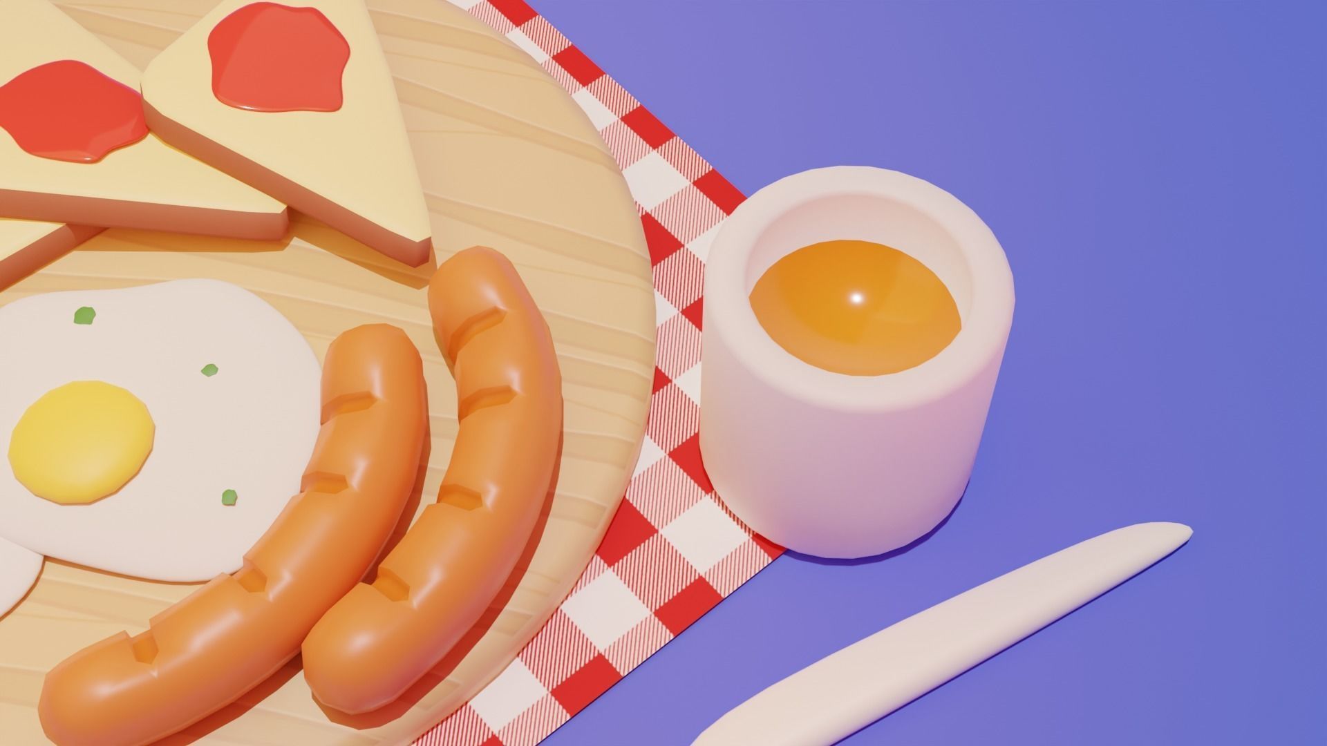 Breakfast  Low-poly 3D model_2