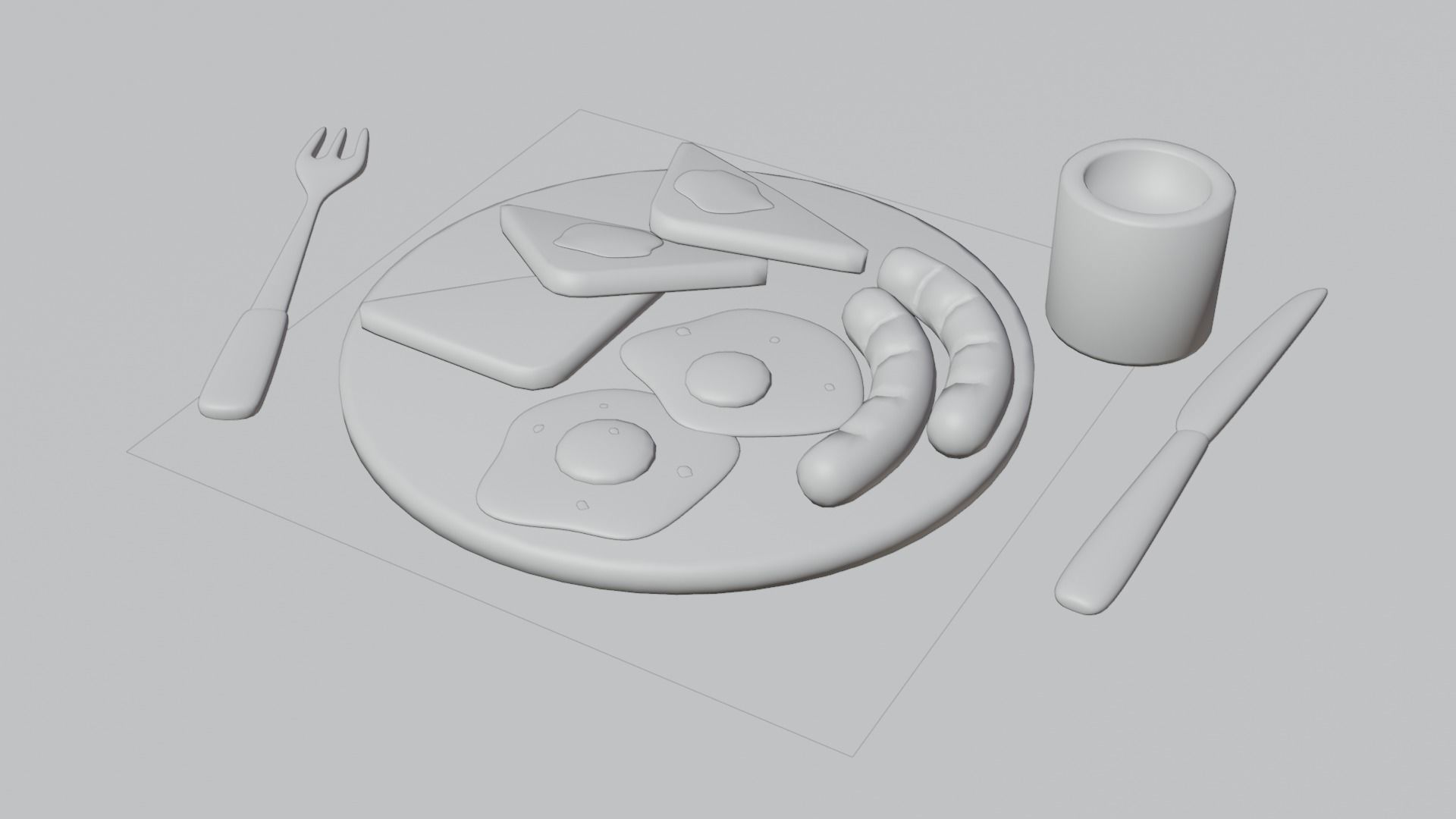 Breakfast  Low-poly 3D model_9