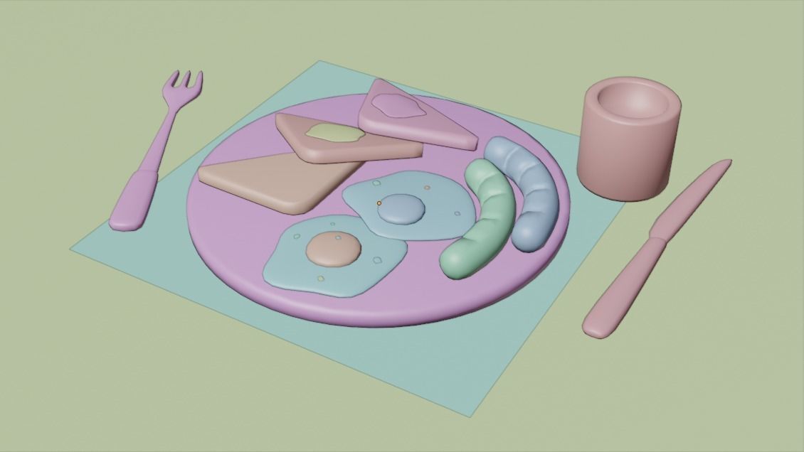 Breakfast  Low-poly 3D model_10