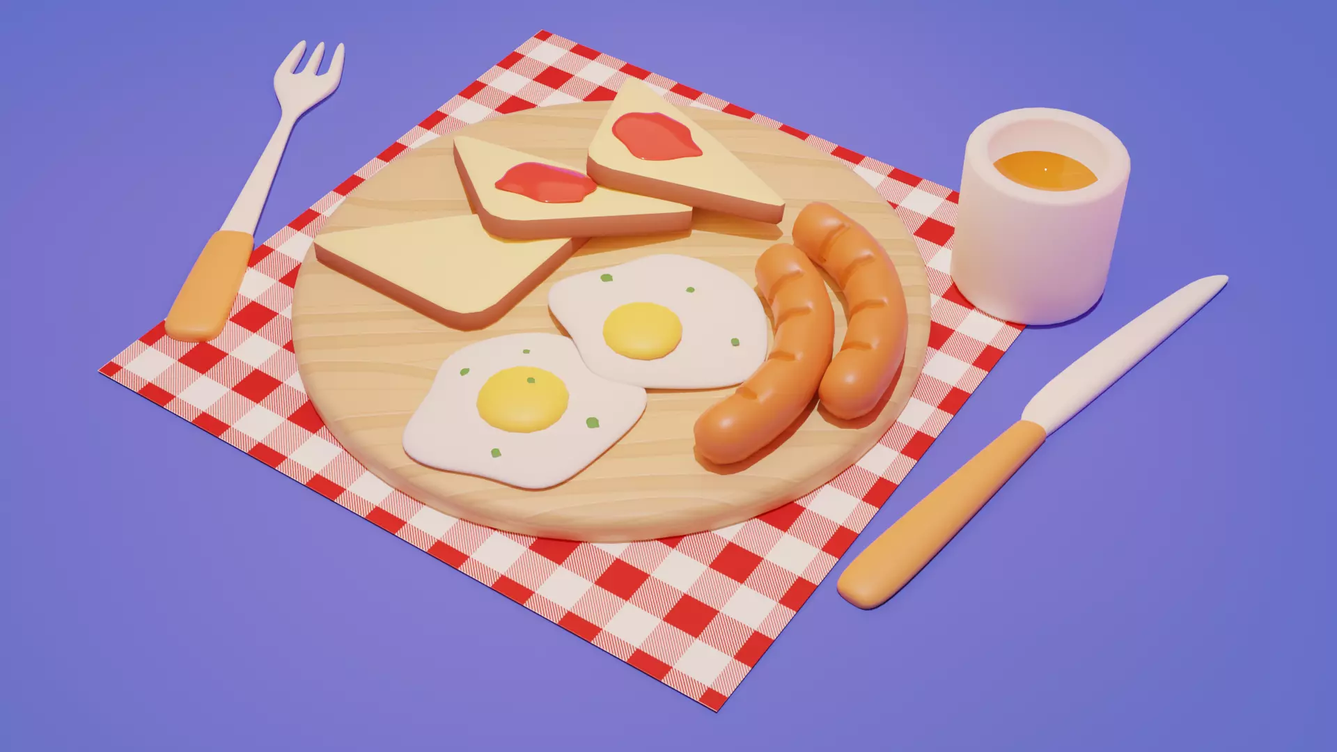 Breakfast  Low-poly 3D model_0