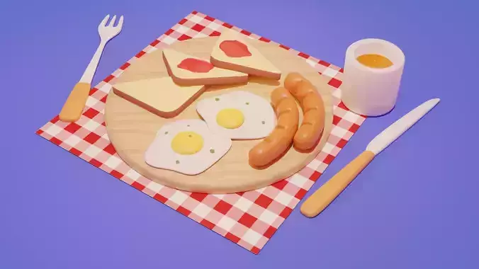 Breakfast  Low-poly 3D model