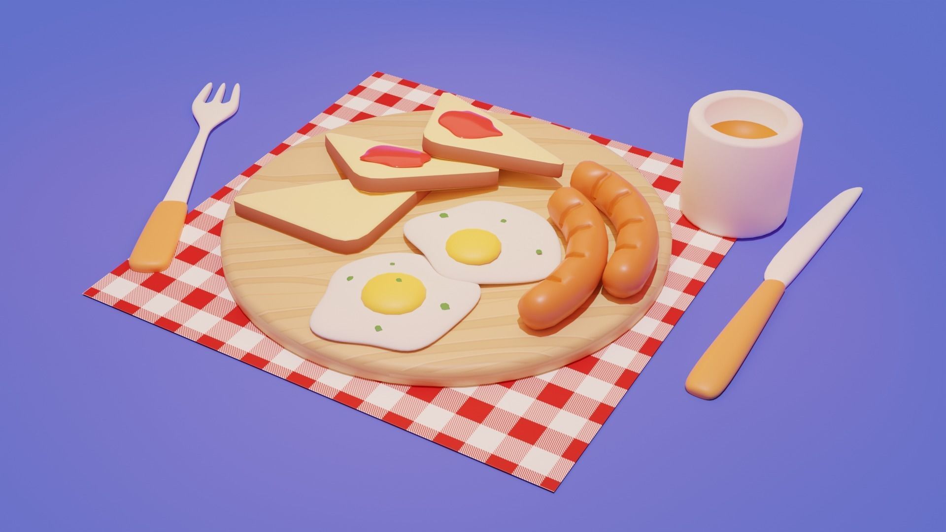 Breakfast  Low-poly 3D model_4