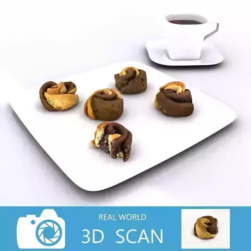 Rose Shaped Cookies with Tea Cup 3D model