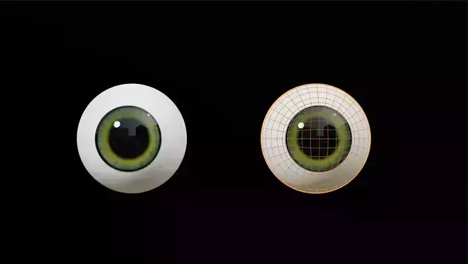 Cartoon Green Eyes Low-poly 3D model