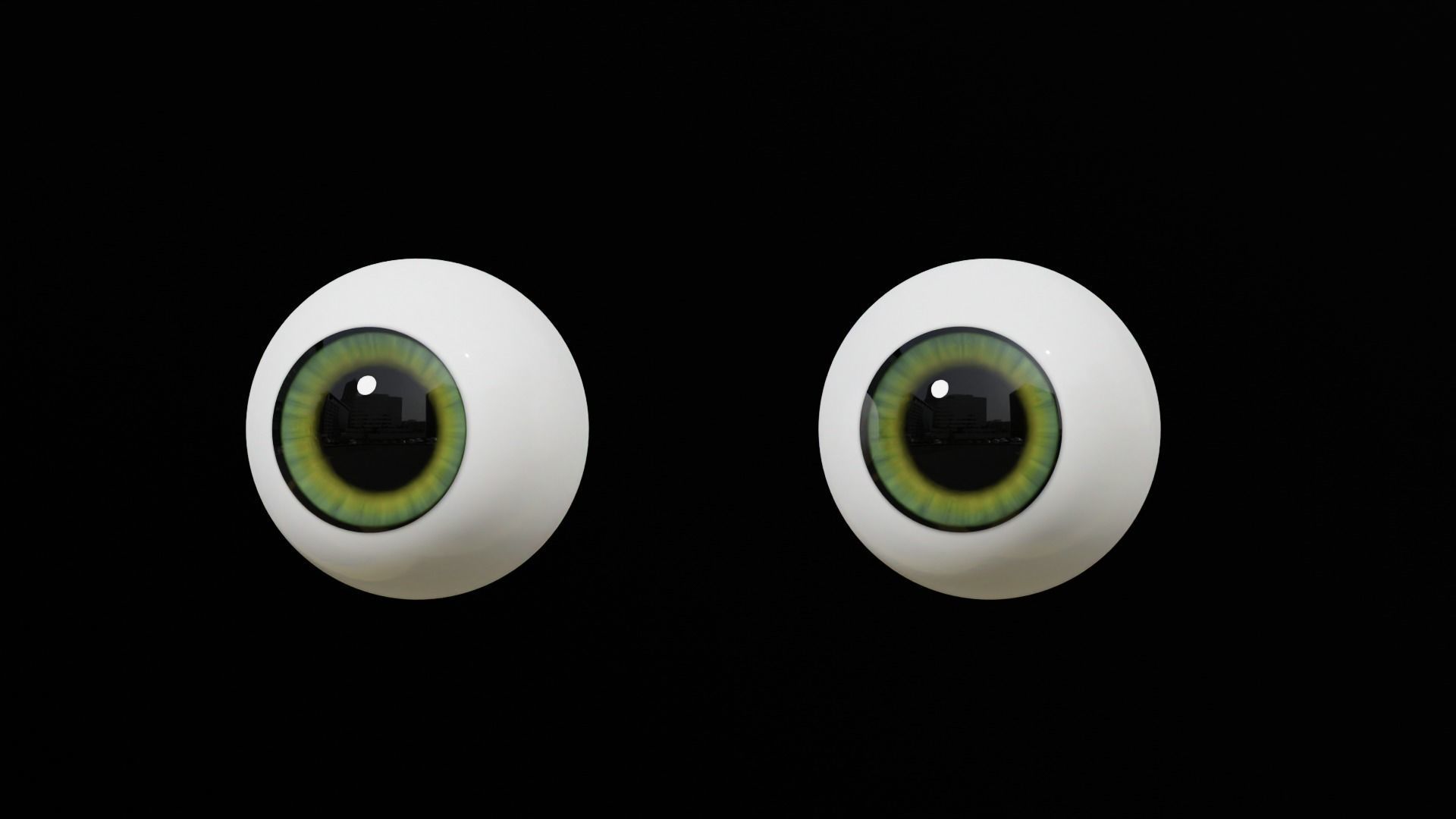 Cartoon Green Eyes Low-poly 3D model_6