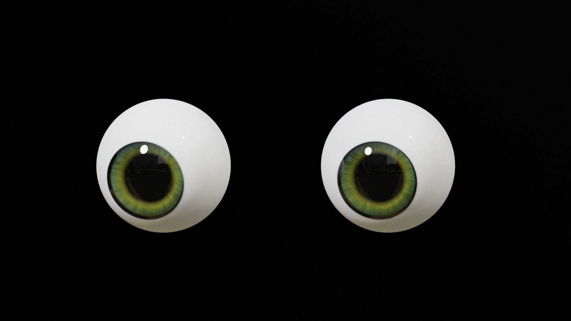 Cartoon Green Eyes Low-poly 3D model_5