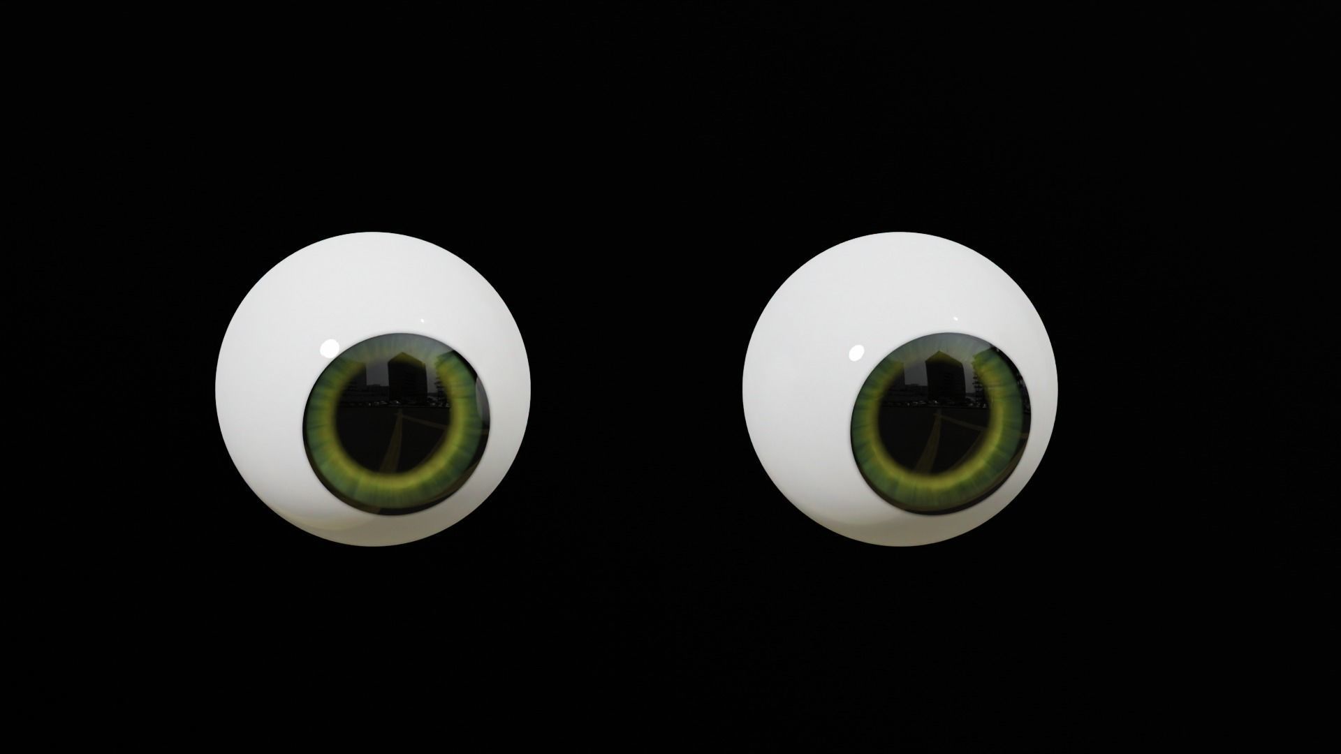 Cartoon Green Eyes Low-poly 3D model_3