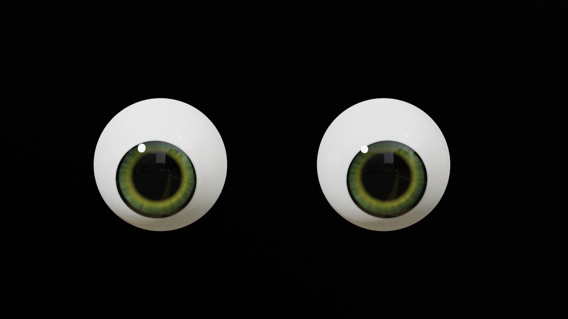 Cartoon Green Eyes Low-poly 3D model_4