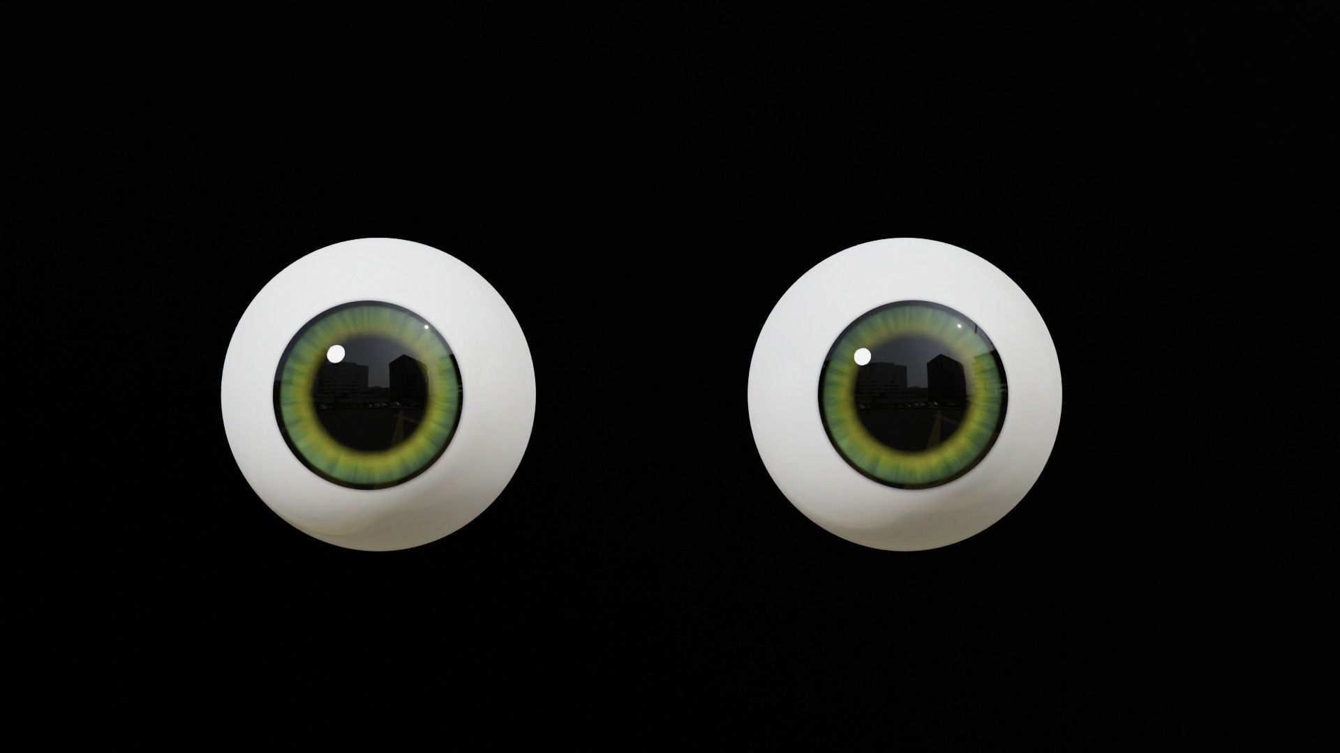 Cartoon Green Eyes Low-poly 3D model_2