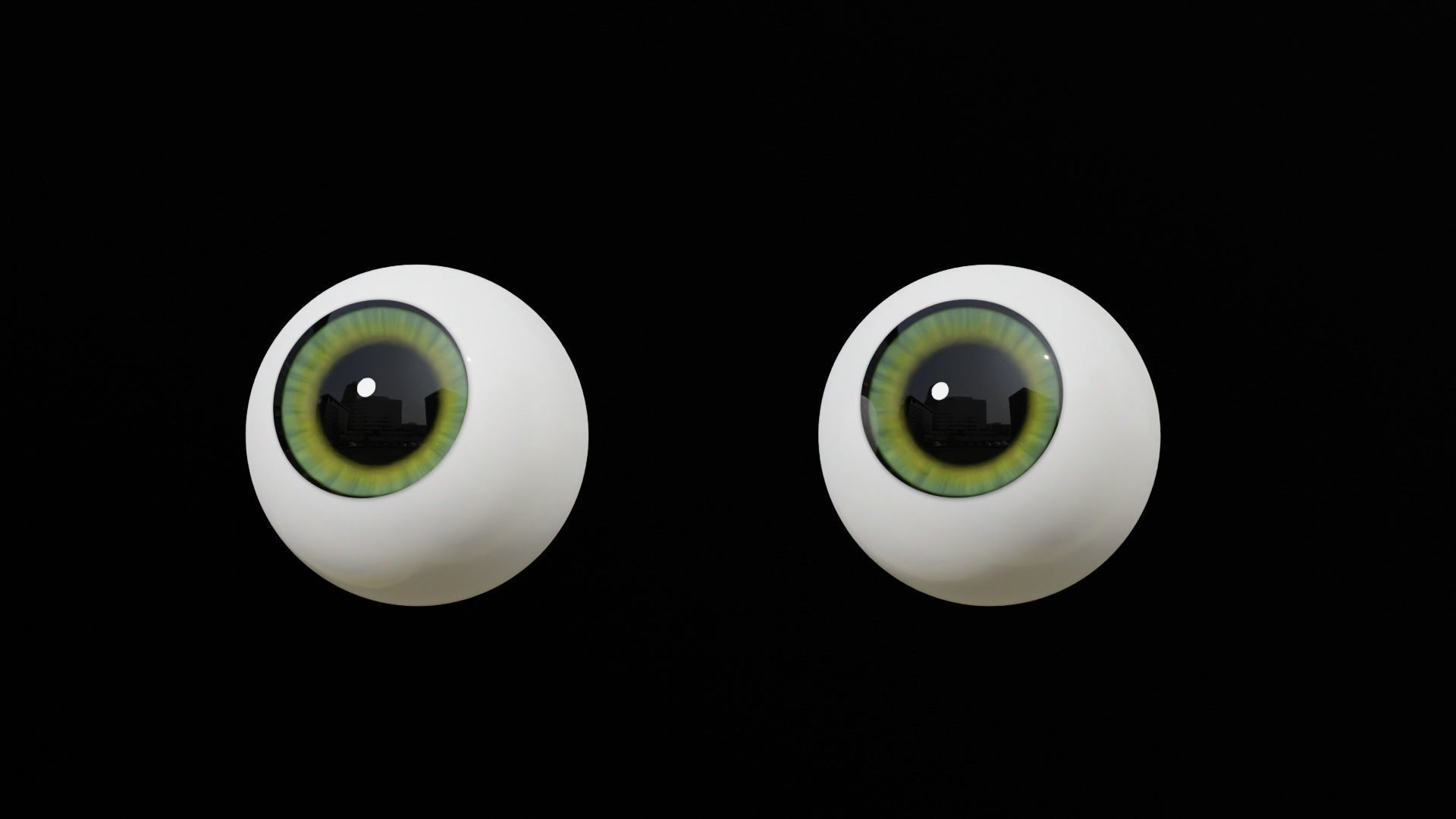 Cartoon Green Eyes Low-poly 3D model_7