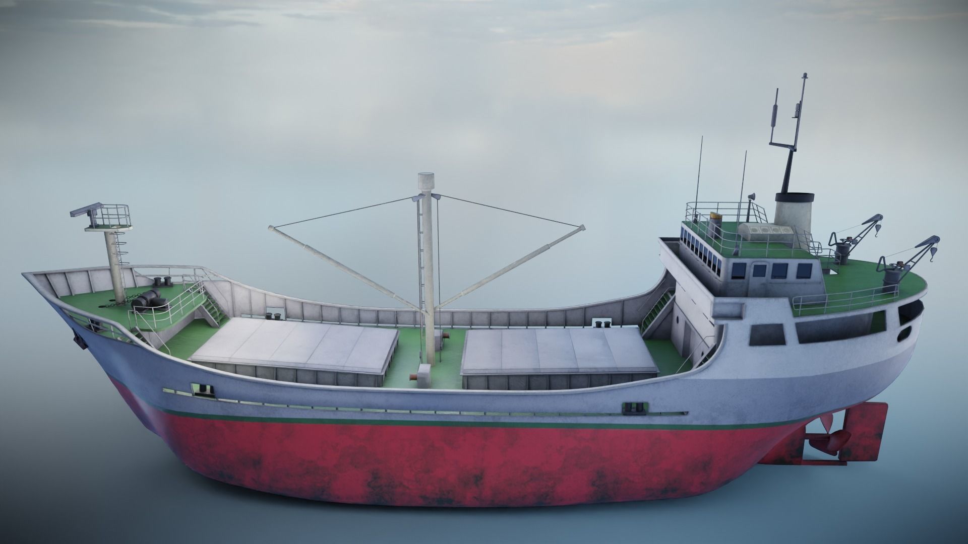Cargo Ship Low-poly 3D model_3