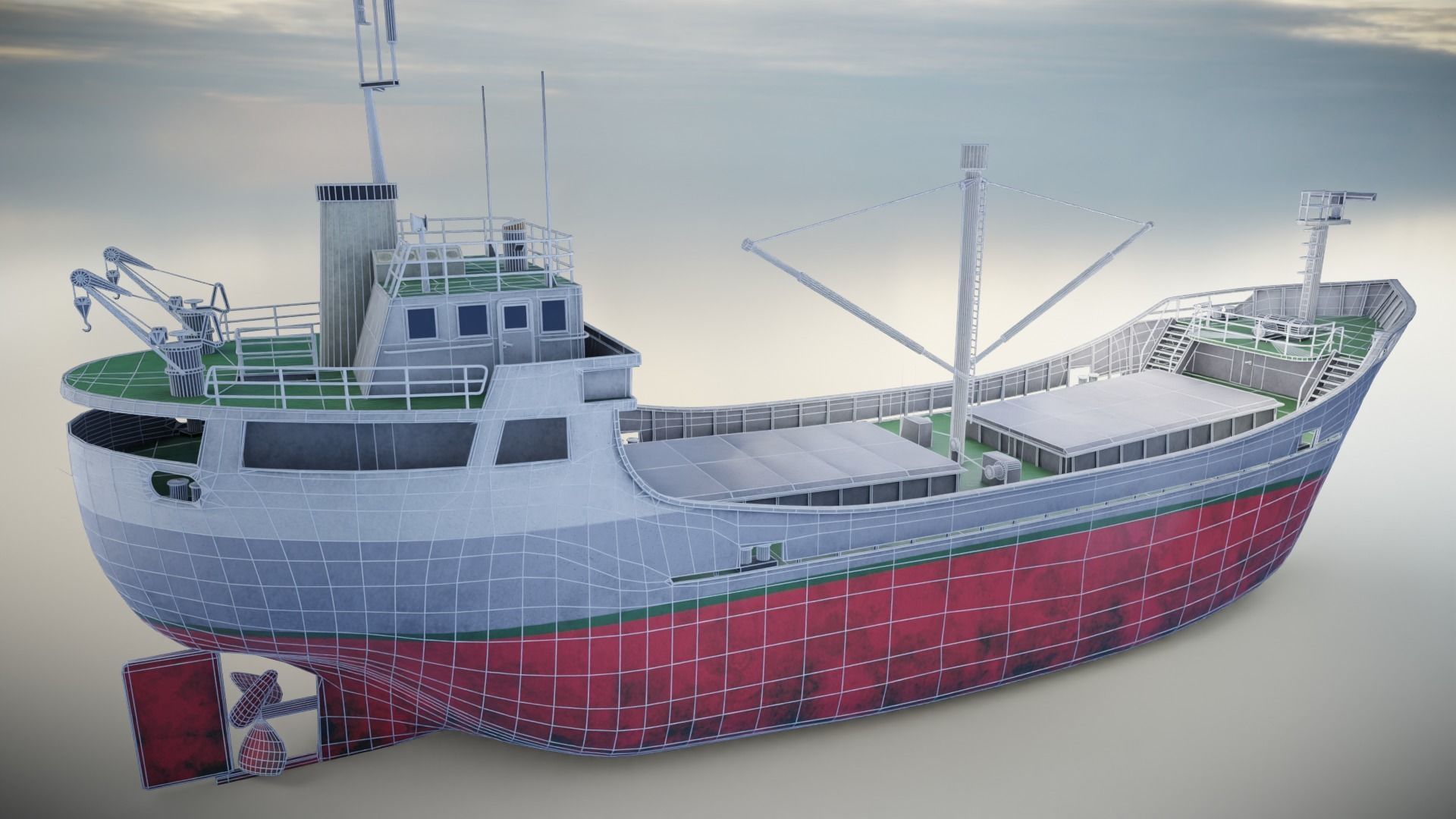Cargo Ship Low-poly 3D model_11