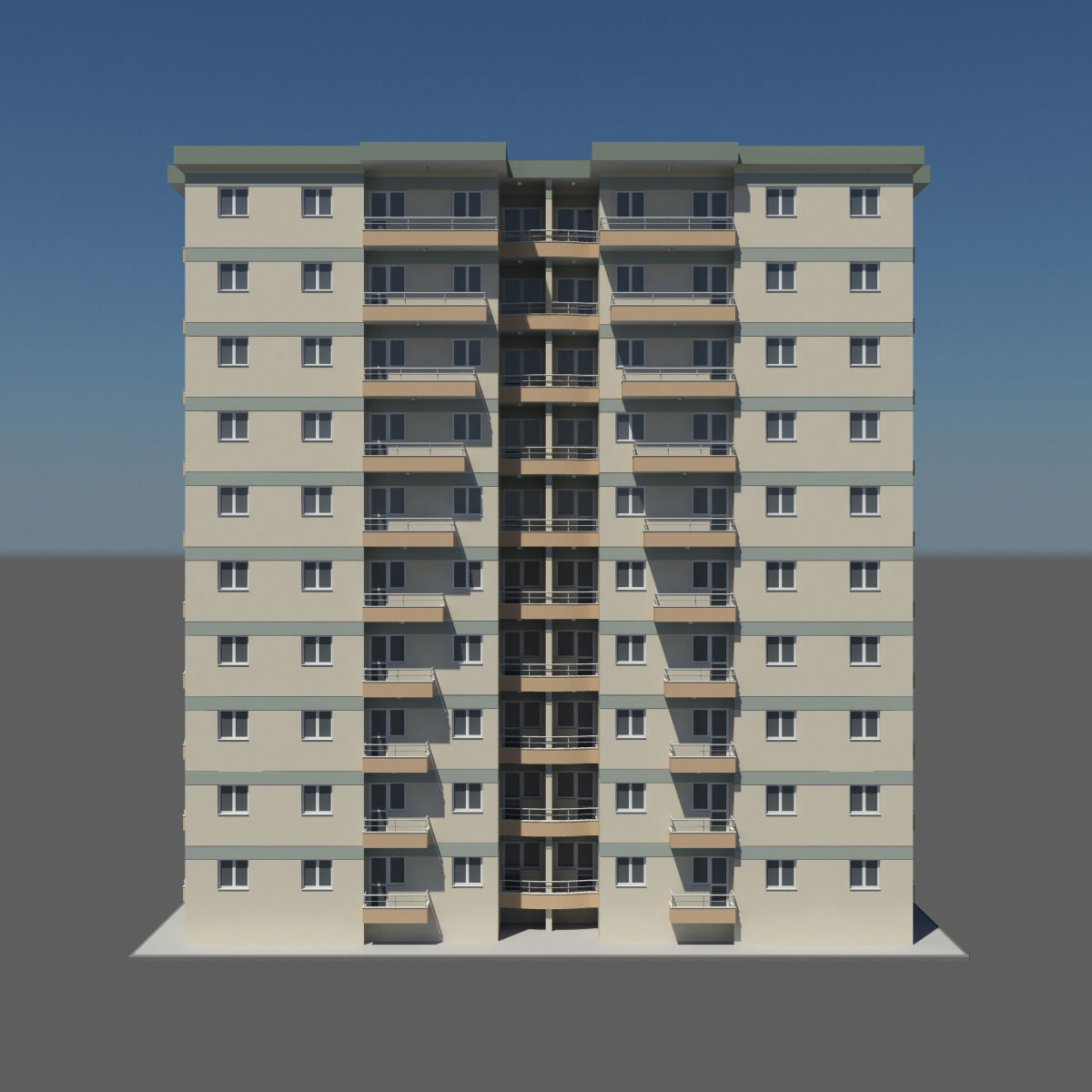 Apartment 10 Floors 3D model_3