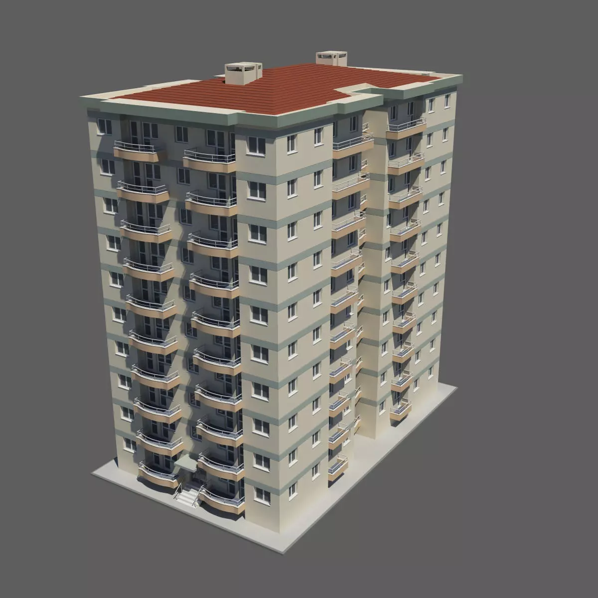 Apartment 10 Floors 3D model_0