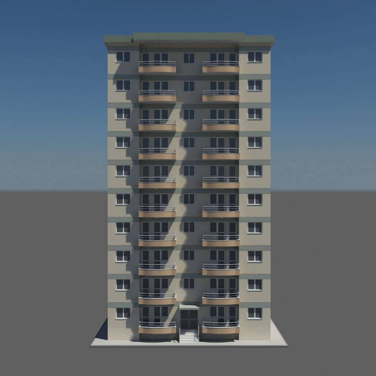 Apartment 10 Floors 3D model_4