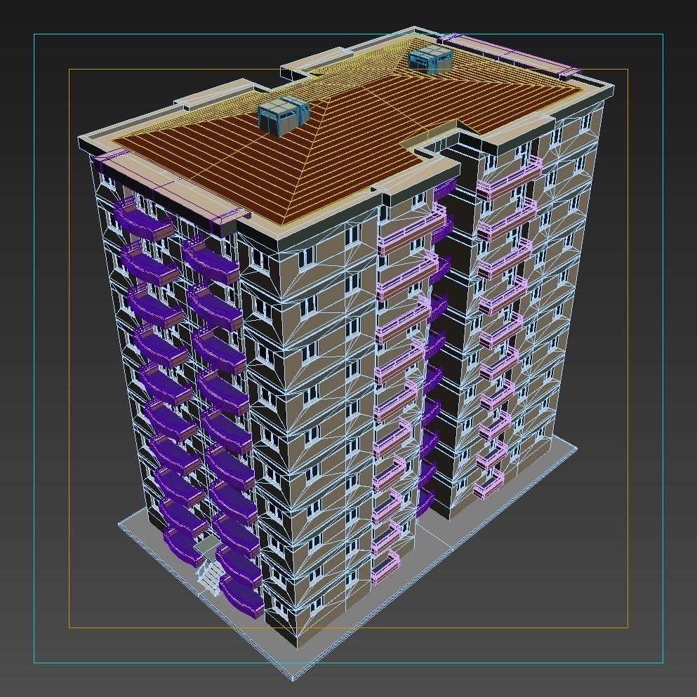Apartment 10 Floors 3D model_6