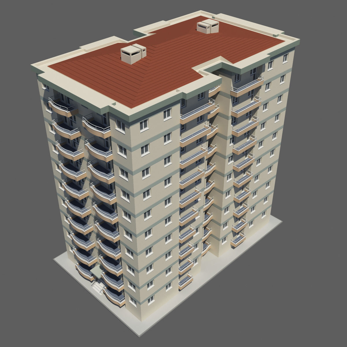 Apartment 10 Floors 3D model_1