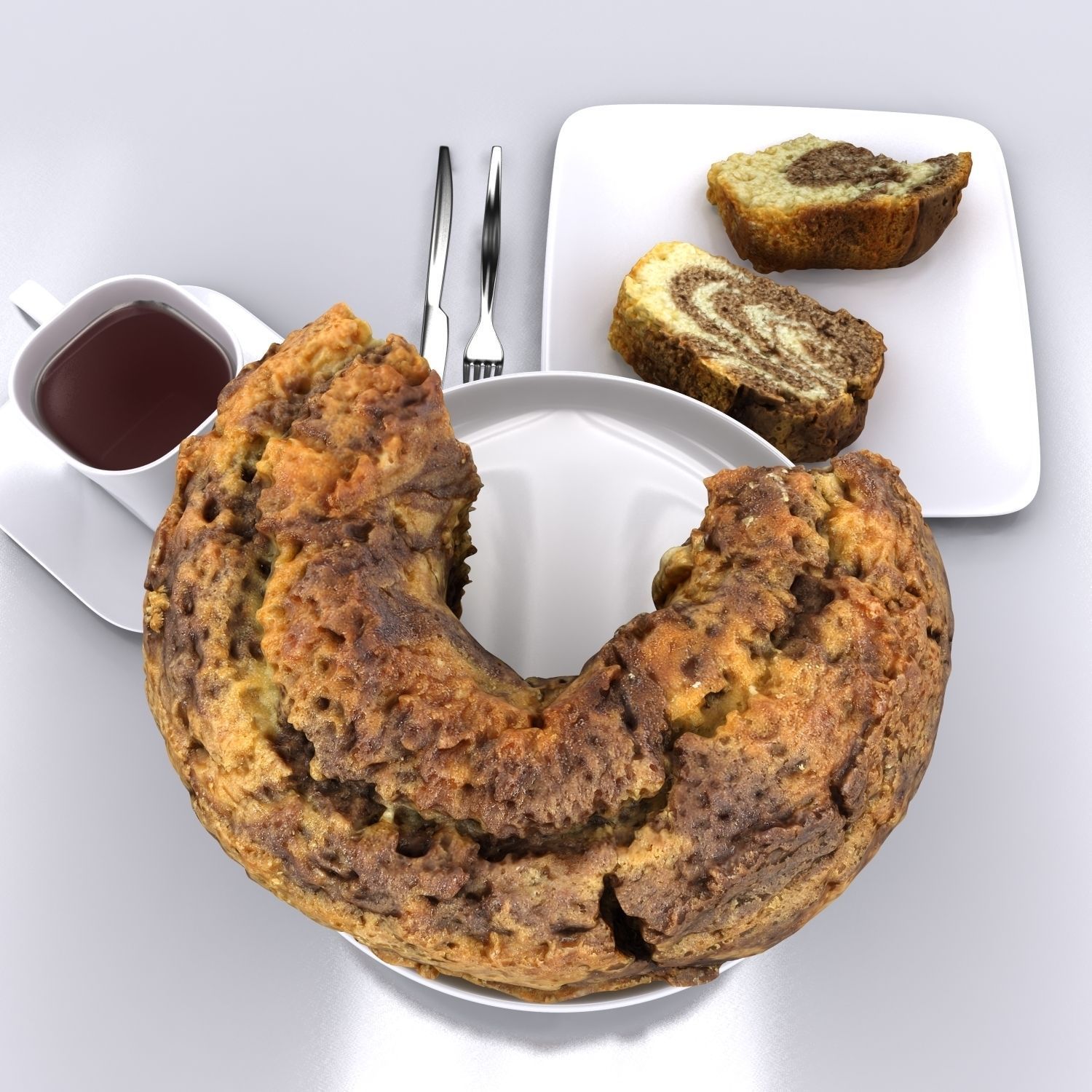 Homemade Chocolate Cake Sliced 3D model_6