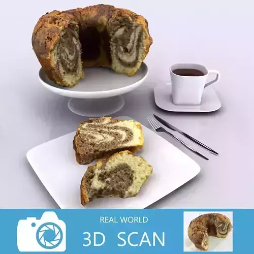 Homemade Chocolate Cake Sliced 3D model
