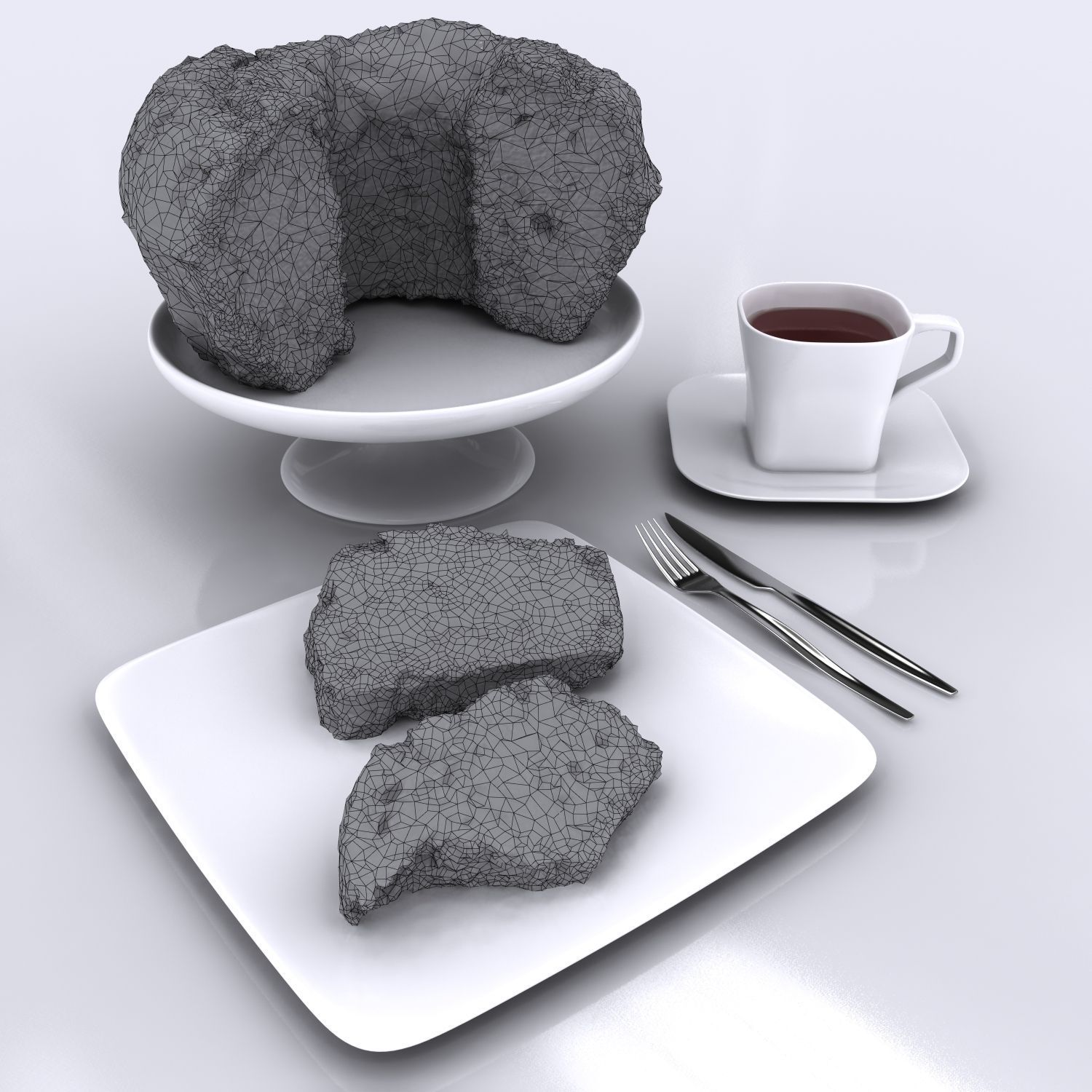 Homemade Chocolate Cake Sliced 3D model_10