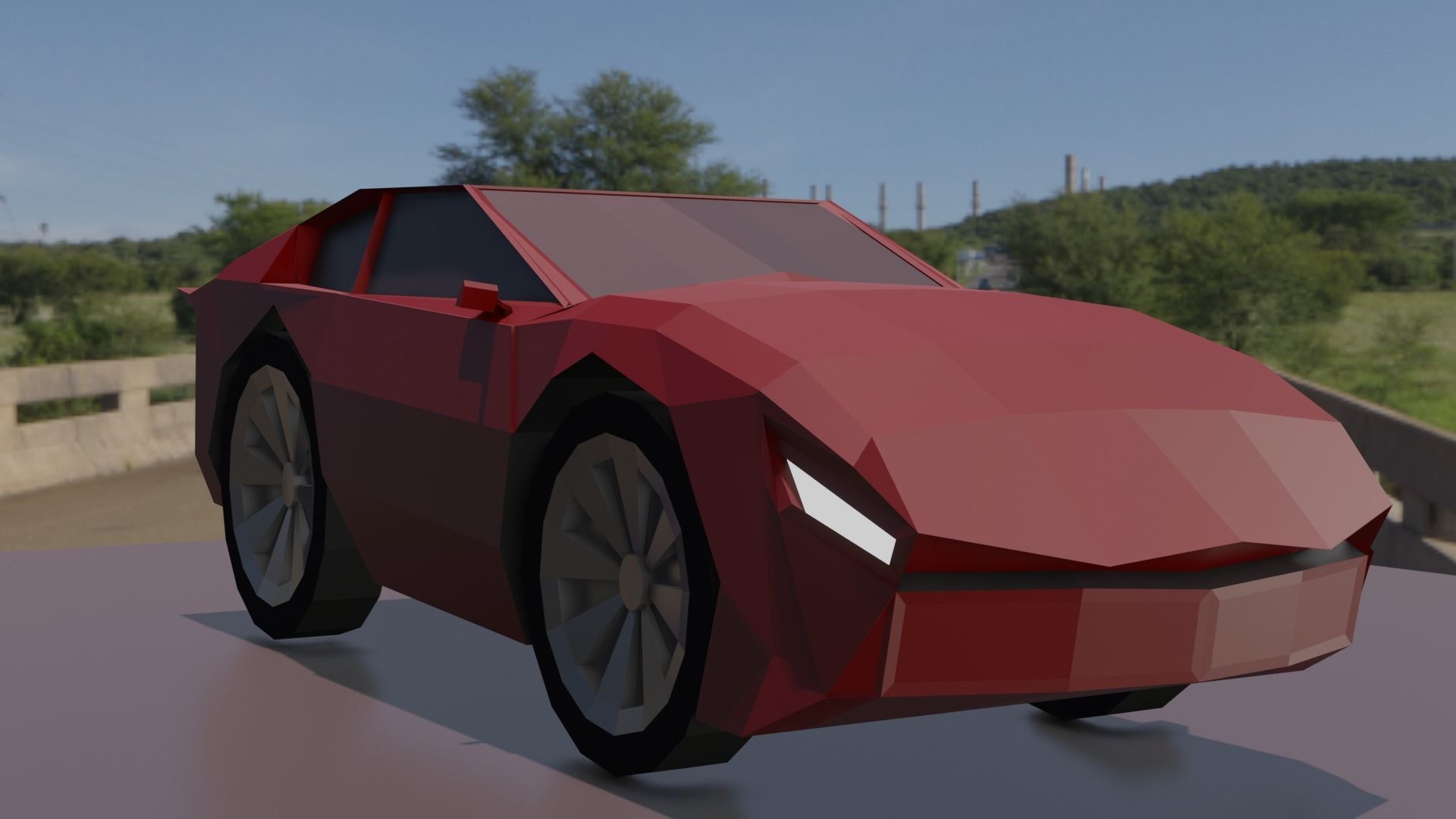 low poly race car Low-poly 3D model_1