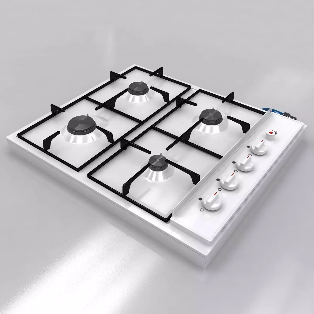 Cooktop 1 gas stove with four burners 3D model
