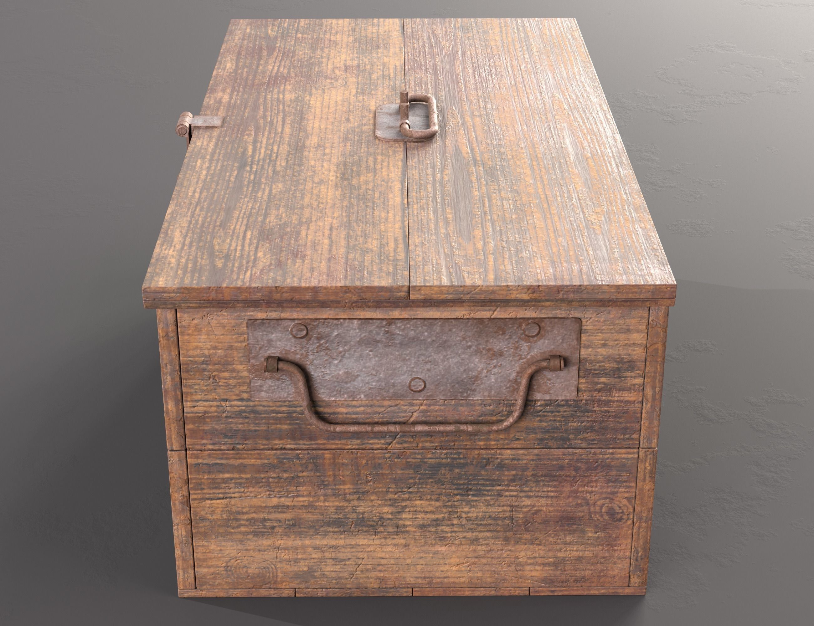 Vintage wooden box Low-poly 3D model_6
