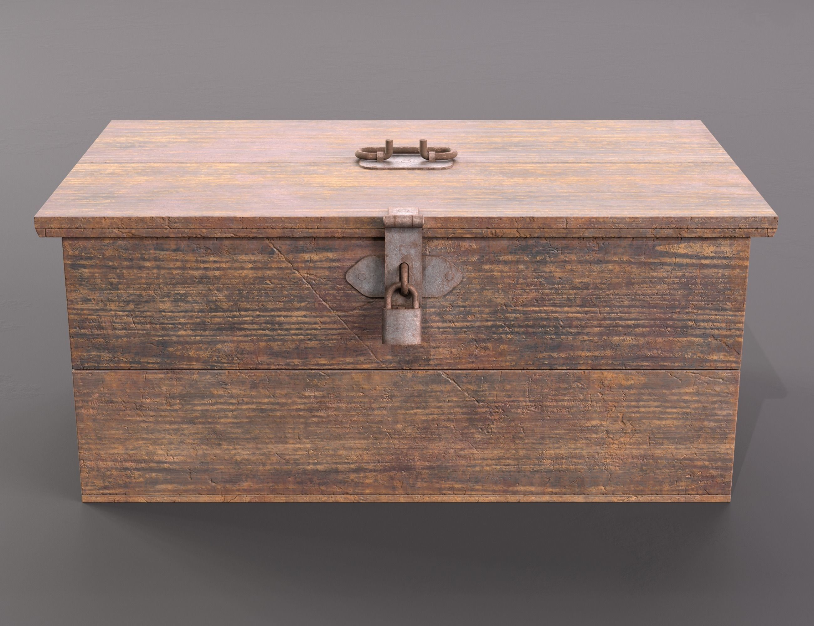 Vintage wooden box Low-poly 3D model_1