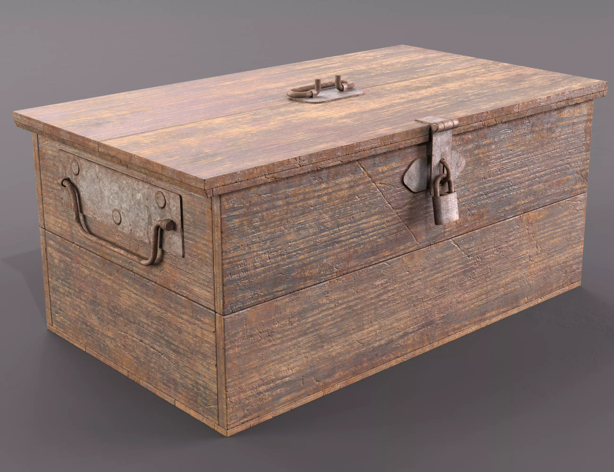 Vintage wooden box Low-poly 3D model_0