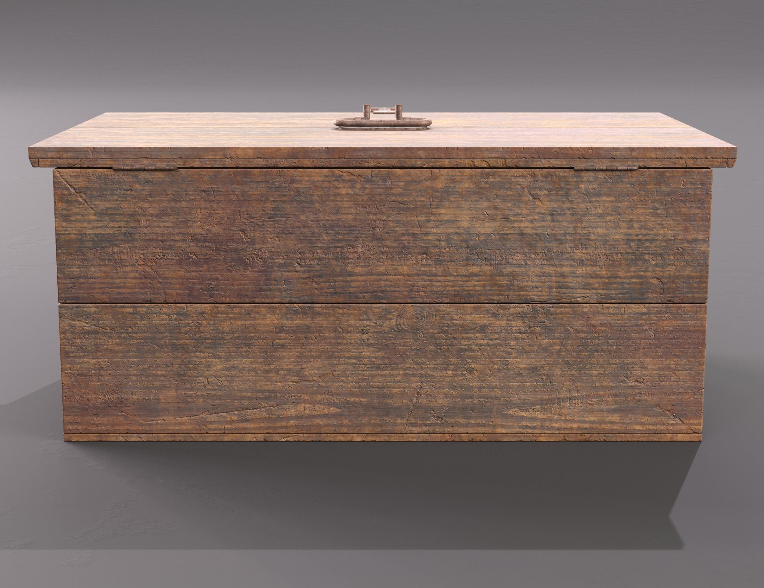 Vintage wooden box Low-poly 3D model_4